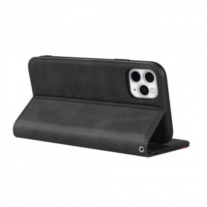 Folio Cover iPhone 11 Pro Custodia in pelle Effetto Pelle Bicolore Con Cinturino