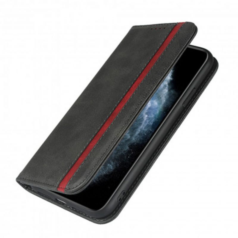 Folio Cover iPhone 11 Pro Custodia in pelle Effetto Pelle Bicolore Con Cinturino