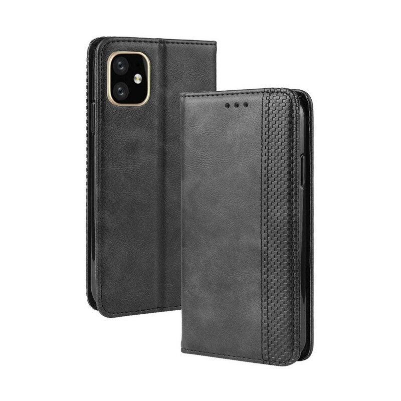Folio Cover iPhone 11 Pro Custodia in pelle Effetto Pelle Vintage Stilizzato