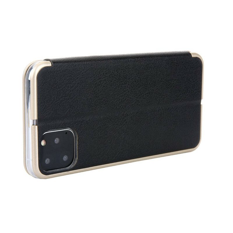 Folio Cover iPhone 11 Pro Custodia in pelle Finta Pelle Cmai2 Bordi Metallici