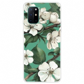 Cover OnePlus 8T Fiori Bianchi Dipinti