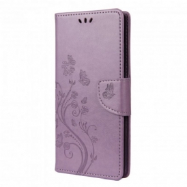 Custodia in pelle OnePlus 8T Farfalle E Fiori