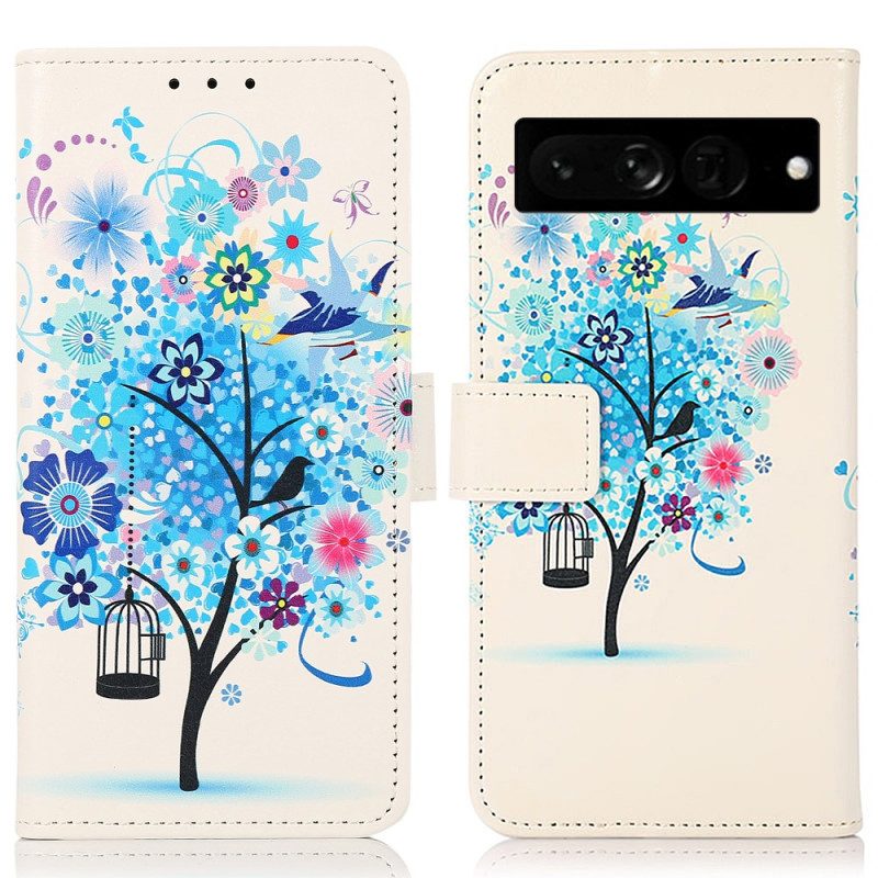 Custodia A Portafoglio Google Pixel 7 Pro Albero In Fiore