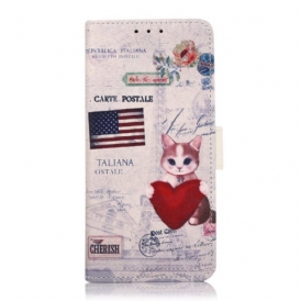 Custodia A Portafoglio Google Pixel 7 Pro Gatto Viaggiatore