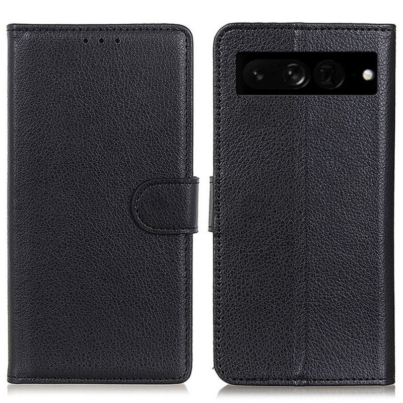 Custodia in pelle Google Pixel 7 Pro Ecopelle Tradizionale Litchi