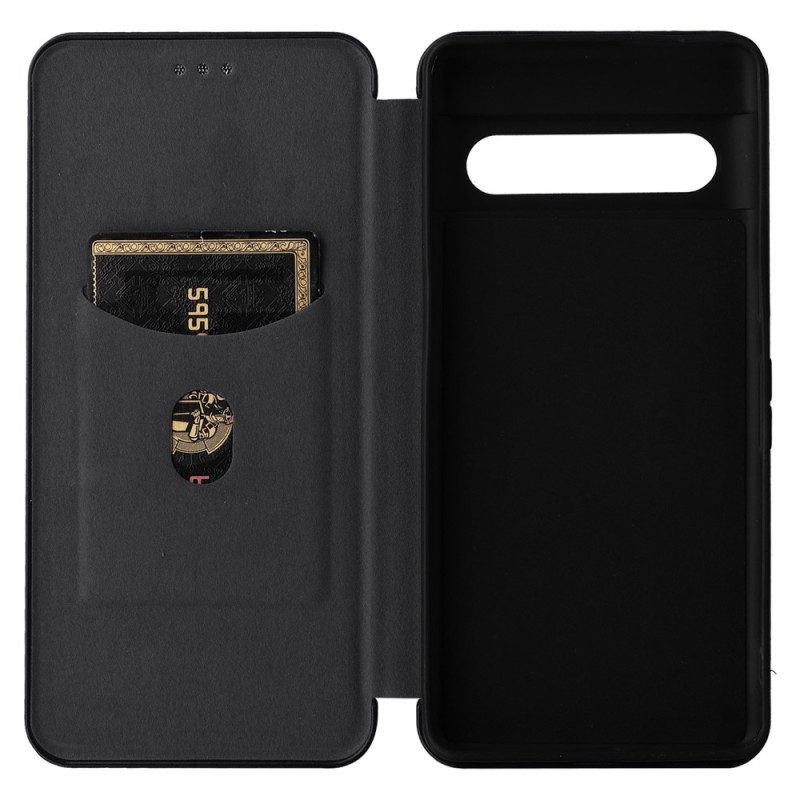 Folio Cover Google Pixel 7 Pro Custodia in pelle Fibra Di Carbonio