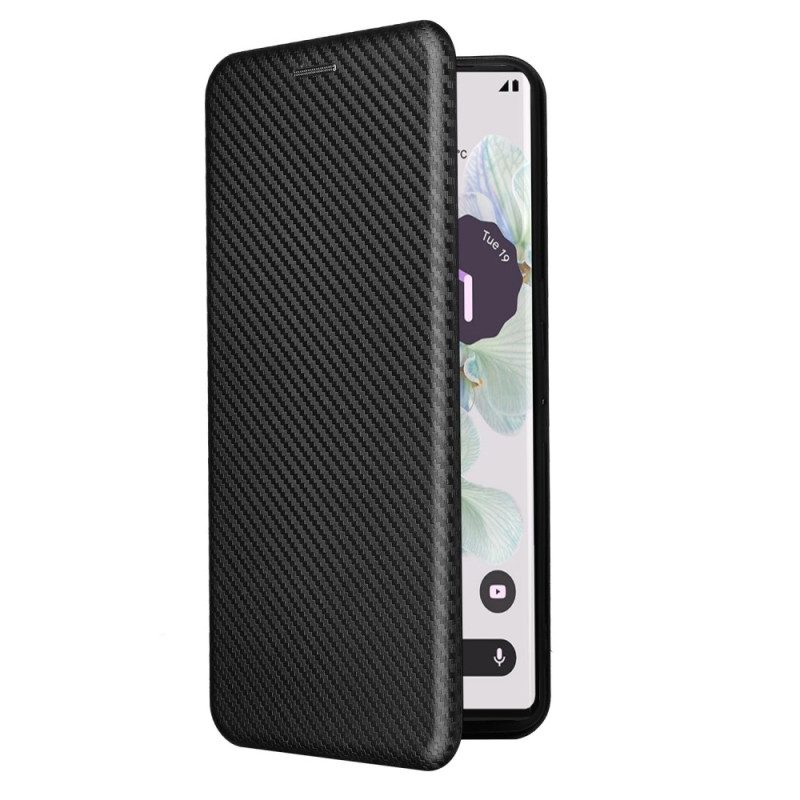 Folio Cover Google Pixel 7 Pro Custodia in pelle Fibra Di Carbonio