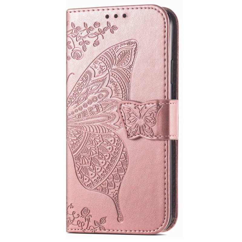 Folio Cover Google Pixel 7 Pro Farfalla Barocca Con Cordino
