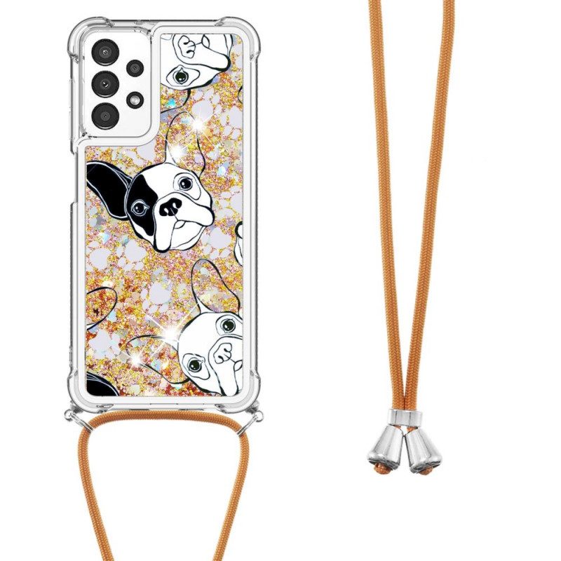 Cover Samsung Galaxy A13 Cani Con Coulisse Di Paillettes