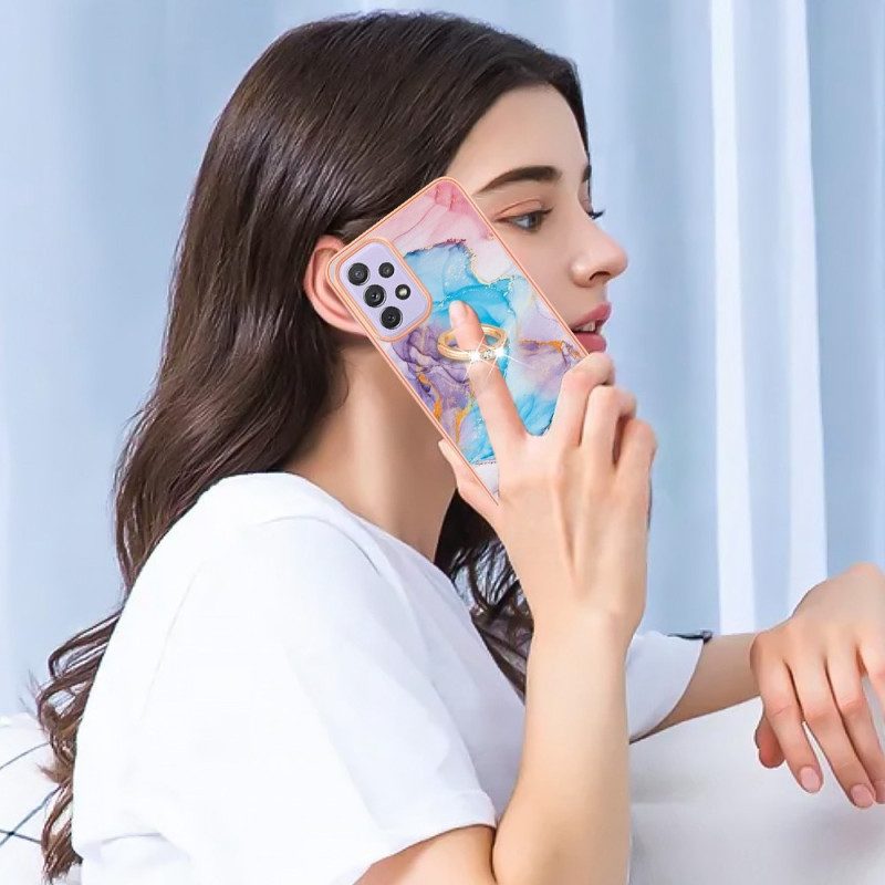 Cover Samsung Galaxy A13 Marmo Con Supporto Ad Anello