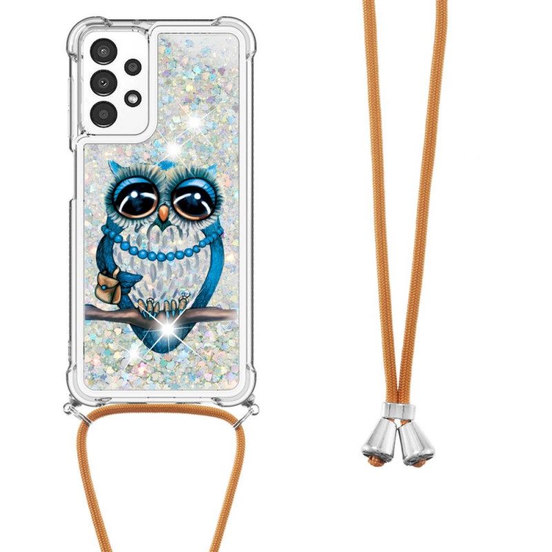 Cover Samsung Galaxy A13 Miss Owl Con Coulisse In Paillettes