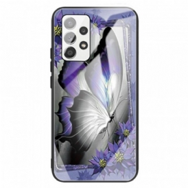 Cover Samsung Galaxy A13 Vetro Temperato Farfalla Viola