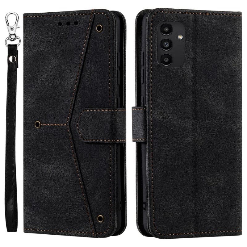 Custodia A Portafoglio Samsung Galaxy A13 Cuciture A Contatto Con La Pelle