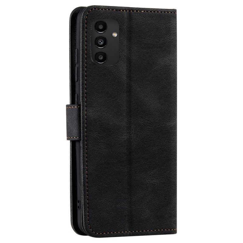Custodia A Portafoglio Samsung Galaxy A13 Cuciture A Contatto Con La Pelle