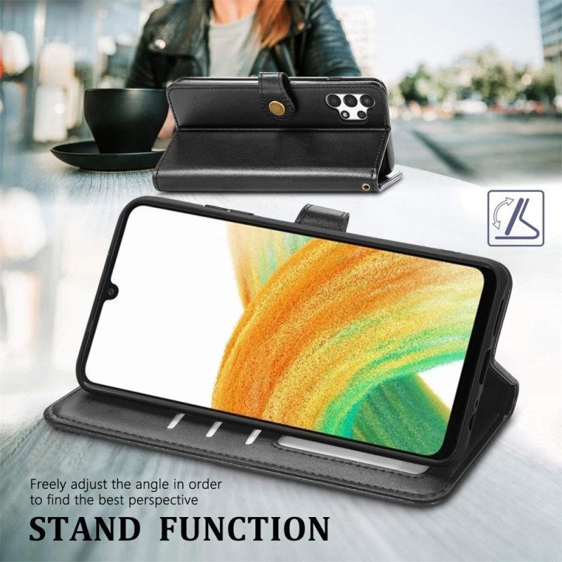 Custodia A Portafoglio Samsung Galaxy A13 Ecopelle E Chiusura Vintage