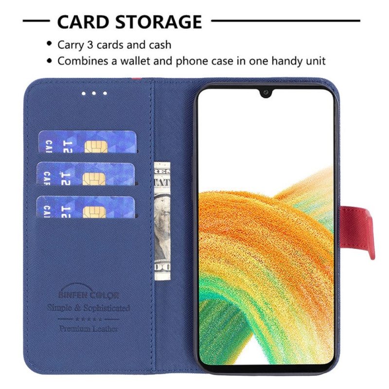 Custodia in pelle Samsung Galaxy A13 Colore Binfen Bicolore