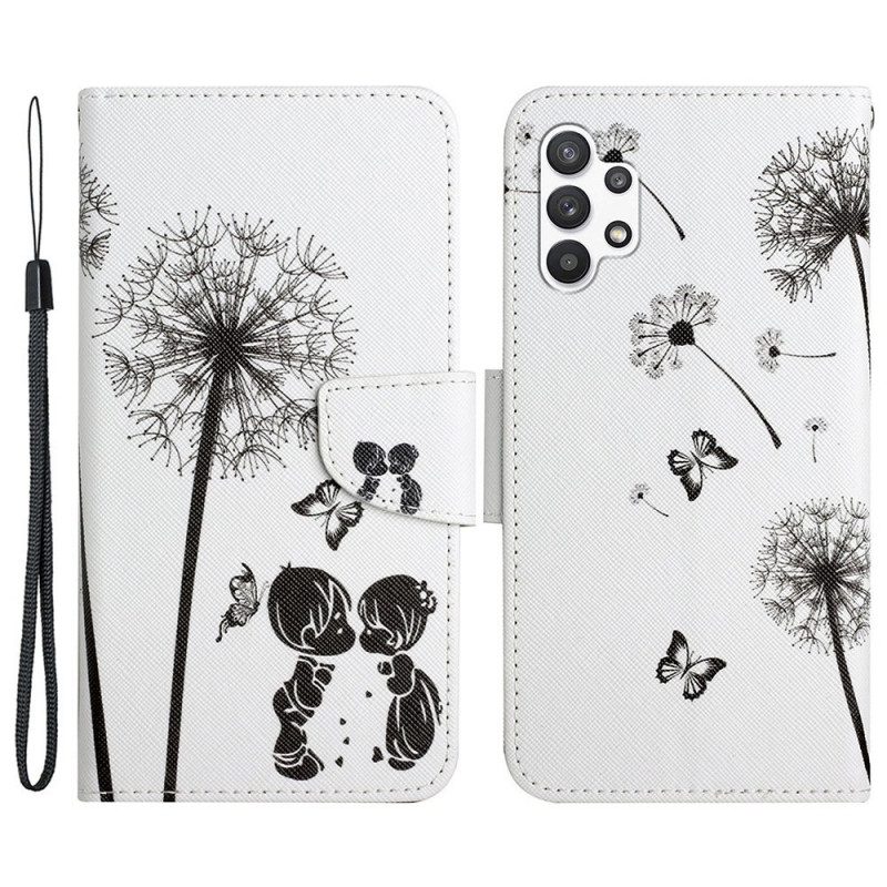 Custodia in pelle Samsung Galaxy A13 Cordino Denti Di Leone