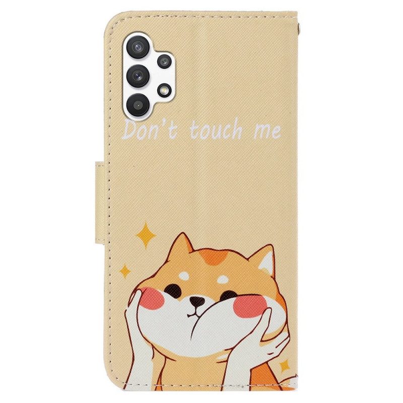 Custodia in pelle Samsung Galaxy A13 Gatto Non Toccarmi Con La Cinghia