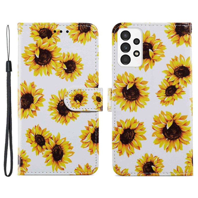Custodia in pelle Samsung Galaxy A13 Girasoli