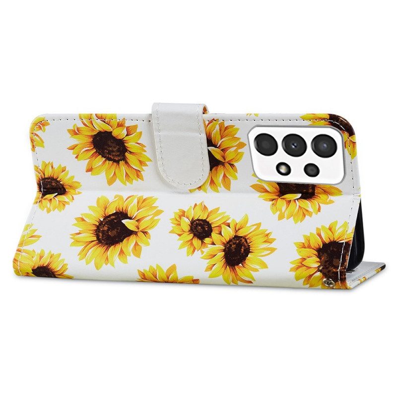 Custodia in pelle Samsung Galaxy A13 Girasoli