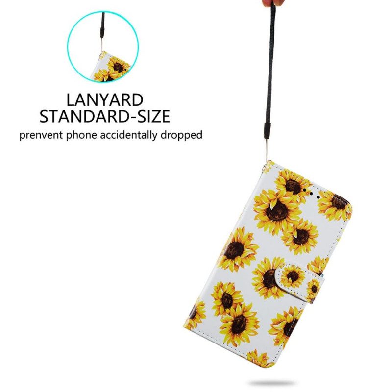 Custodia in pelle Samsung Galaxy A13 Girasoli