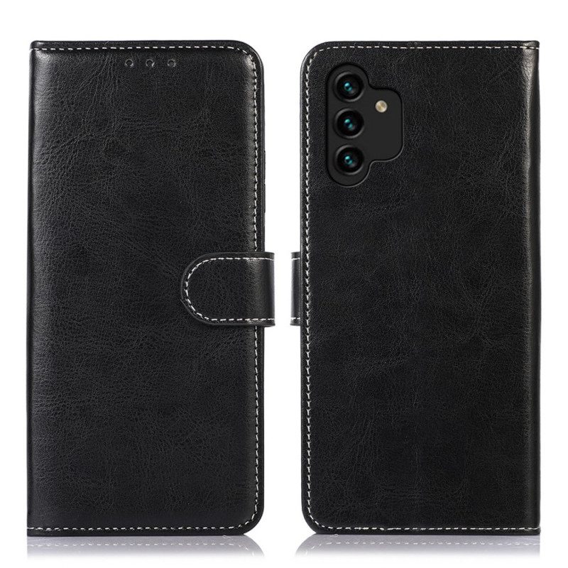 Custodia in pelle Samsung Galaxy A13 Semplice Con Cuciture
