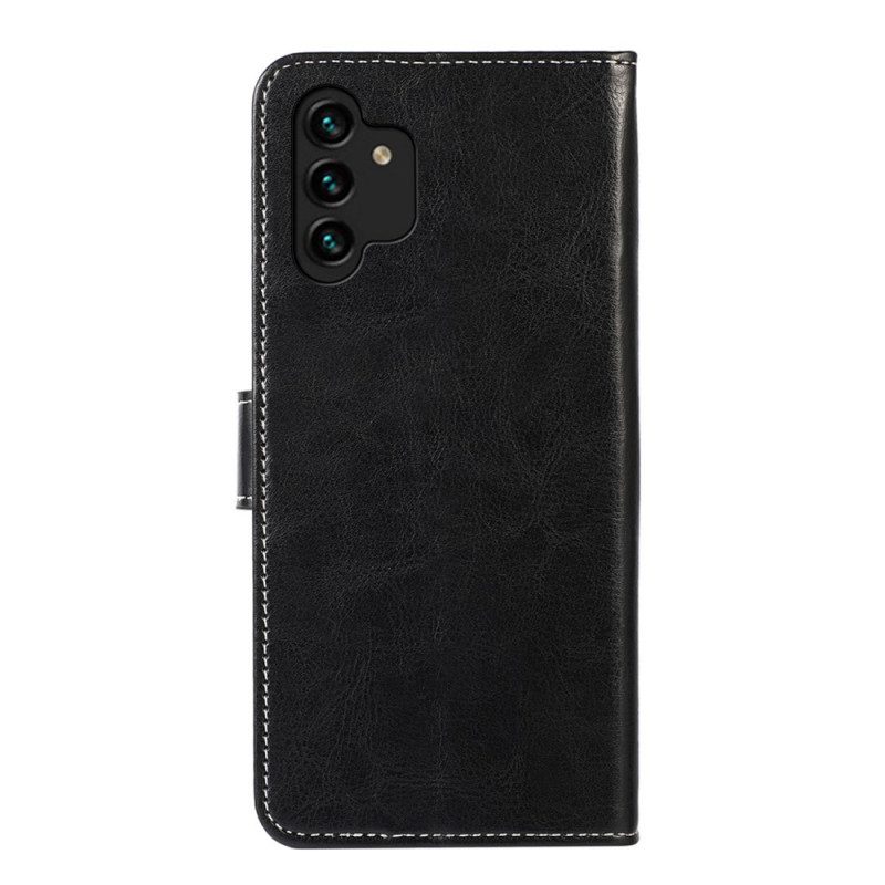 Custodia in pelle Samsung Galaxy A13 Semplice Con Cuciture