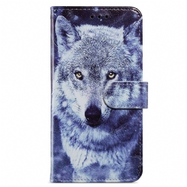 Custodia in pelle Samsung Galaxy A13 Superbo Lupo Con Cordino