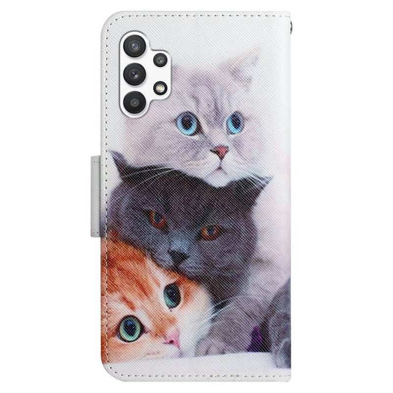 Folio Cover Samsung Galaxy A13 Racconti Di Gatti Con Cordino