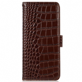 Custodia in pelle Poco X4 GT Vera Pelle Stile Coccodrillo Rfid