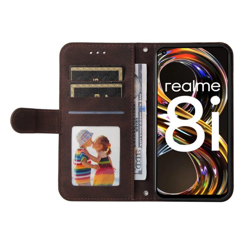 Custodia A Portafoglio Realme 8i Rivetto E Cinturino In Ecopelle