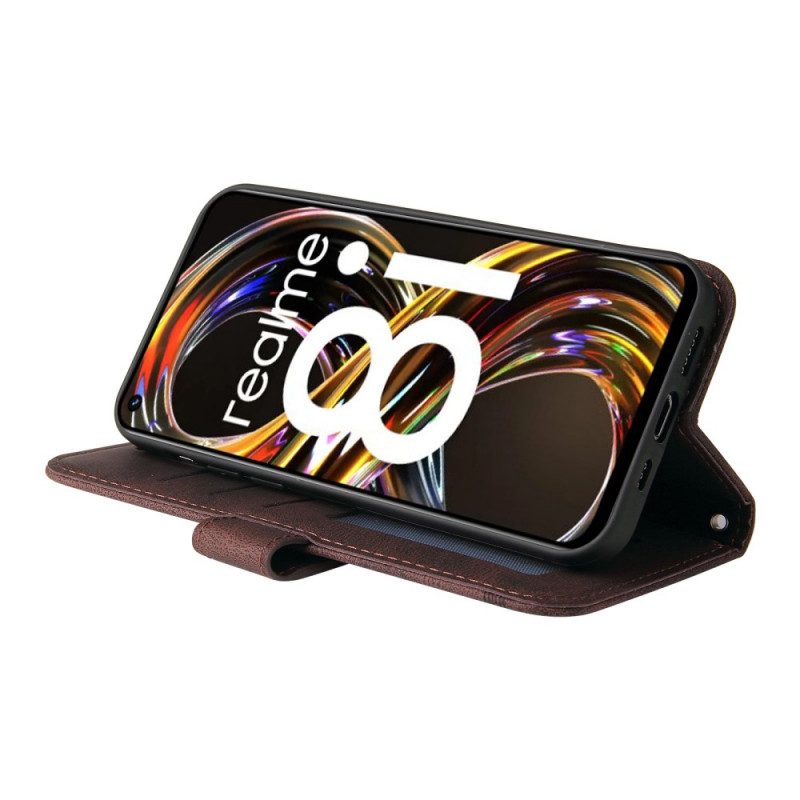 Custodia A Portafoglio Realme 8i Rivetto E Cinturino In Ecopelle