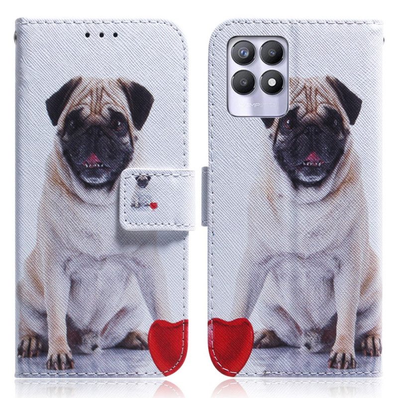 Custodia in pelle Realme 8i Cane Carlino
