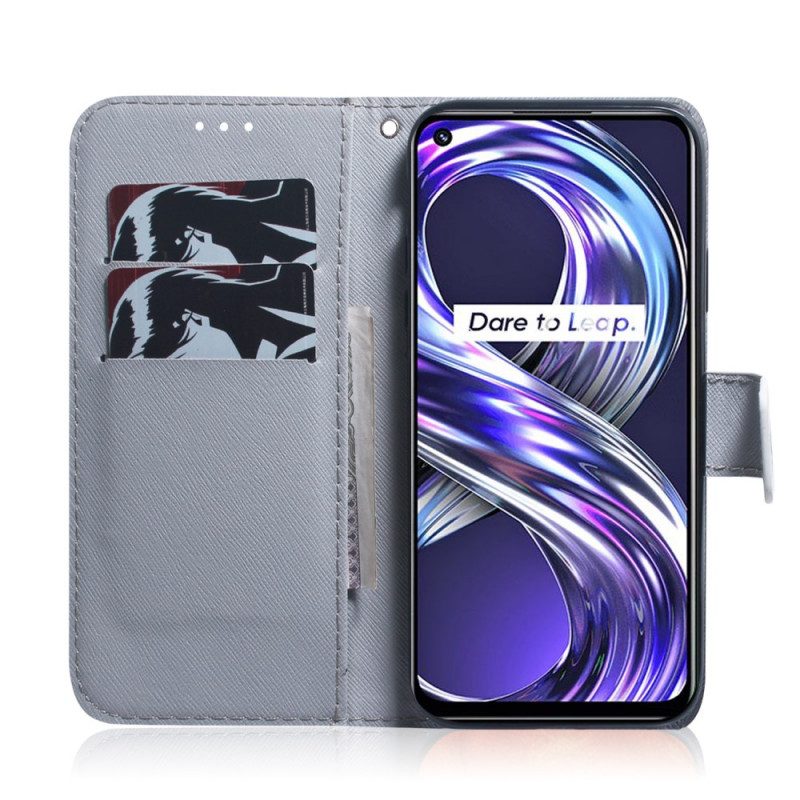 Custodia in pelle Realme 8i Dipinto Di Gufi