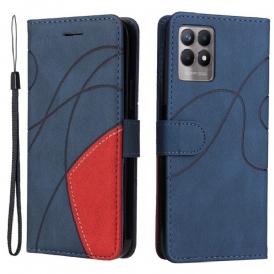 Custodia in pelle Realme 8i Ecopelle Firmata Bicolore