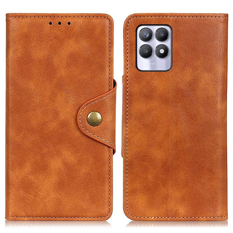 Custodia in pelle Realme 8i Ecopelle Vintage E Bottone