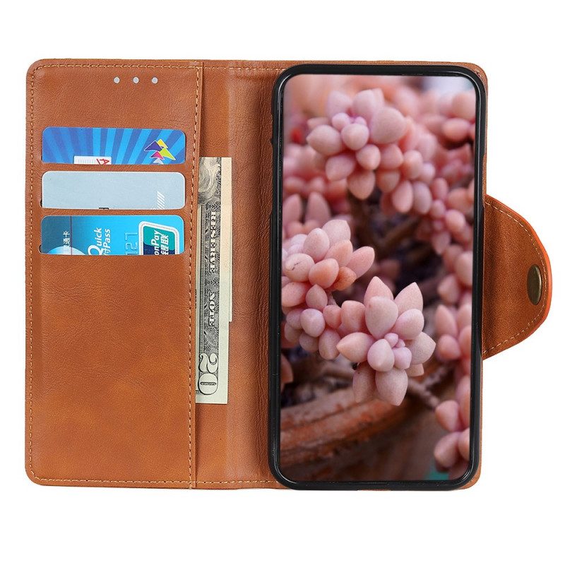 Custodia in pelle Realme 8i Ecopelle Vintage E Bottone