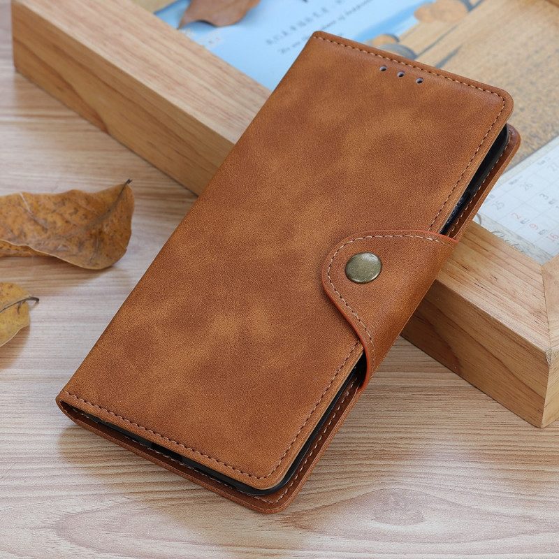 Custodia in pelle Realme 8i Ecopelle Vintage E Bottone