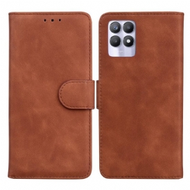 Custodia in pelle Realme 8i Effetto Pelle Monocromatica