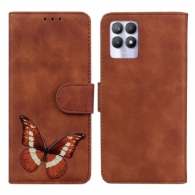 Custodia in pelle Realme 8i Farfalla Dal Tocco Di Pelle