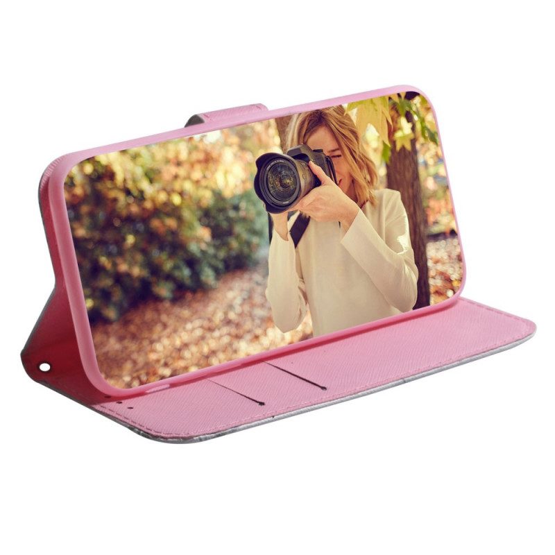 Custodia in pelle Realme 8i Fiore Rosa Polveroso