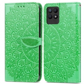 Custodia in pelle Realme 8i Foglie Tribali