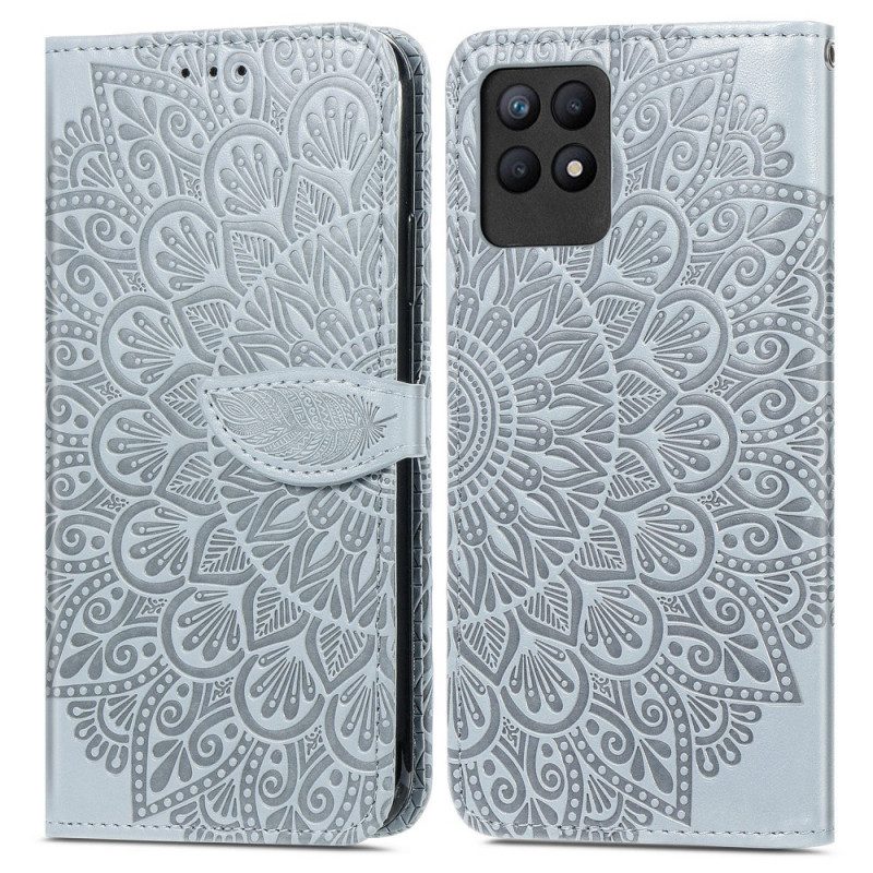 Custodia in pelle Realme 8i Foglie Tribali