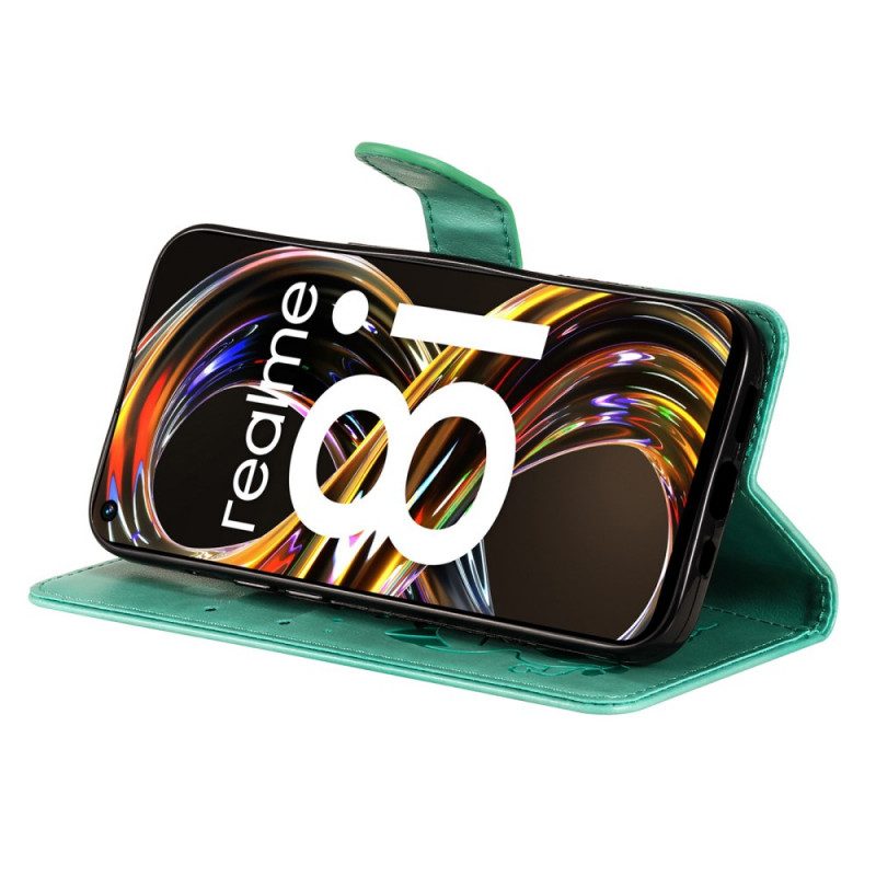 Custodia in pelle Realme 8i Gatto E Ape Con Cordino