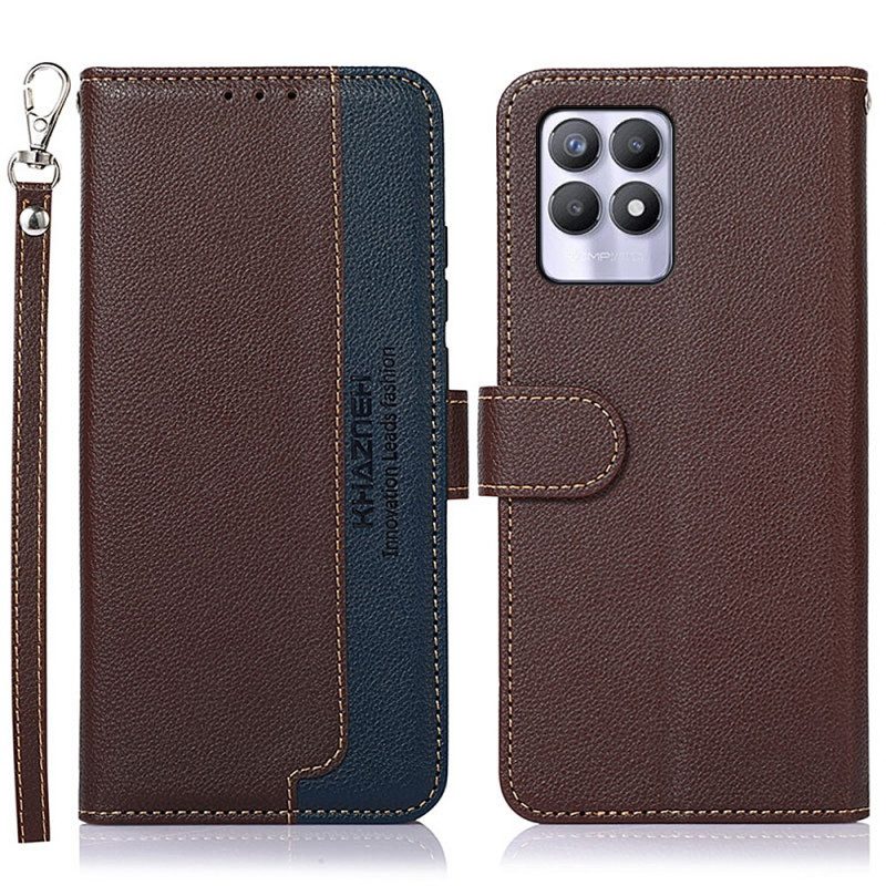 Custodia in pelle Realme 8i Lychee Style Rfid Khazneh