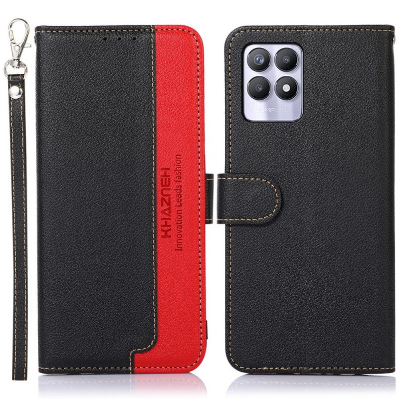 Custodia in pelle Realme 8i Lychee Style Rfid Khazneh