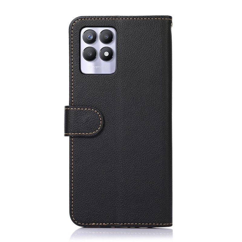 Custodia in pelle Realme 8i Lychee Style Rfid Khazneh