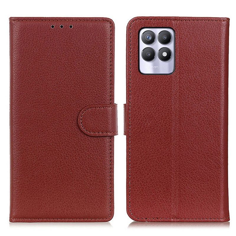 Custodia in pelle Realme 8i Tradizionalmente Litchi