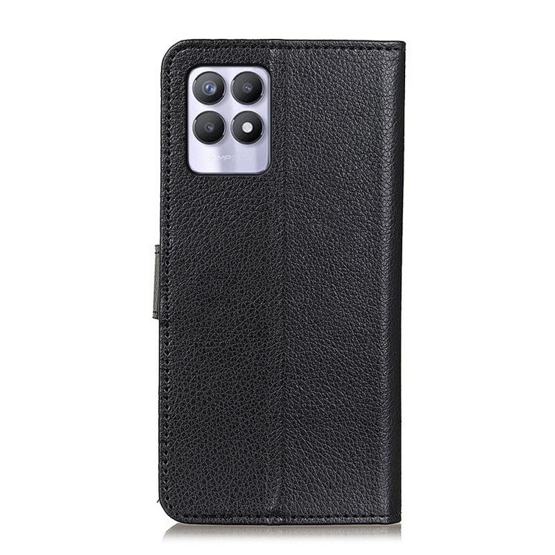 Custodia in pelle Realme 8i Tradizionalmente Litchi
