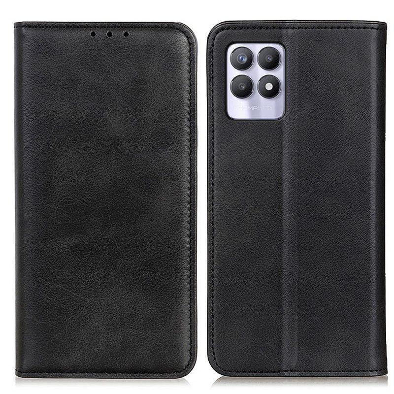 Folio Cover Realme 8i Custodia in pelle Pelle Crosta Eleganza